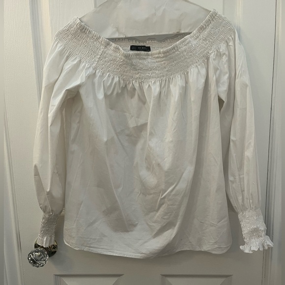 Zara Basic Collection White Off-Shoulder Top - Picture 3 of 8